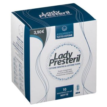 Lady presteril assorbenti notte con ali ripiegati biodegradabili 10 pezzi